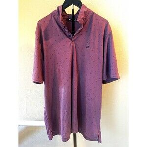 TravisMathew Golf Polo Mens XXL Mauve Purple All Over Print Performance Shirt